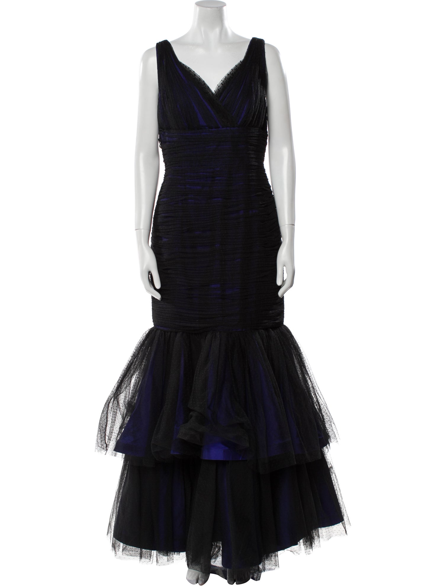 Monique Lhuillier V-Neck Long Dress