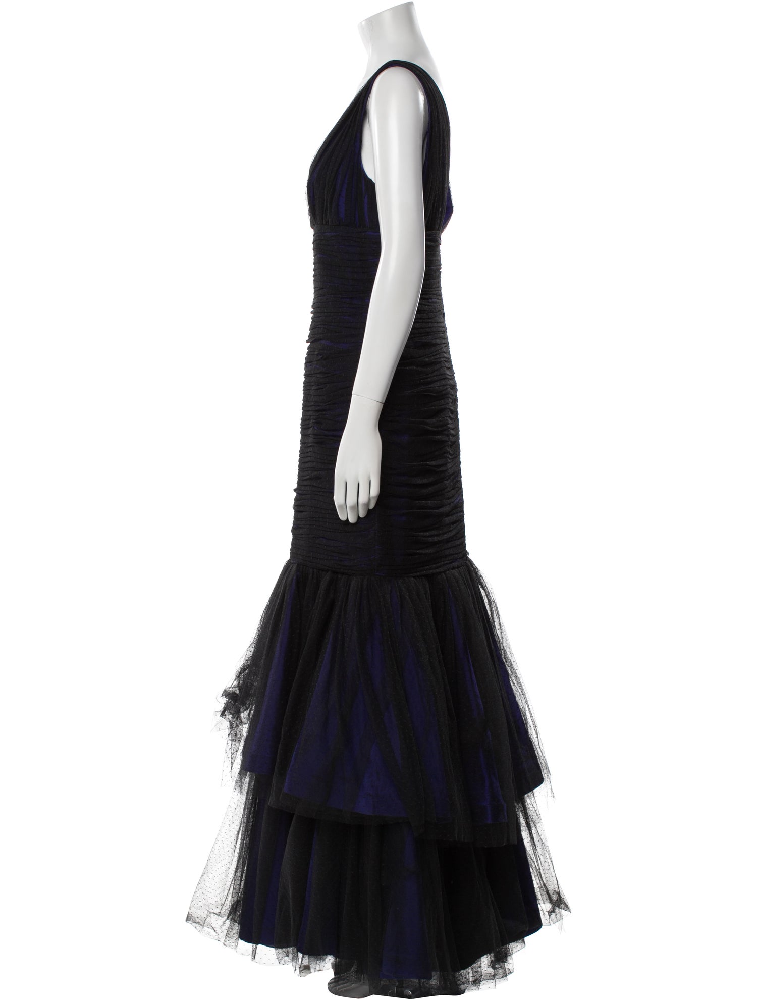 Monique Lhuillier V-Neck Long Dress