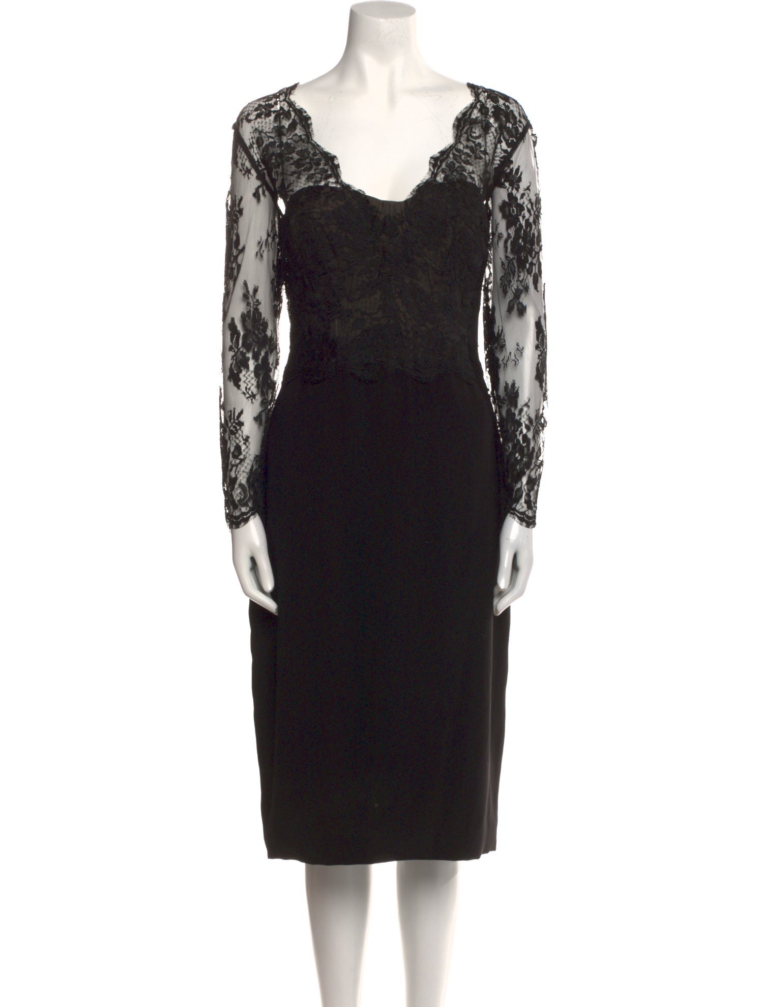 Monique Lhuillier Lace Pattern Midi Length Dress