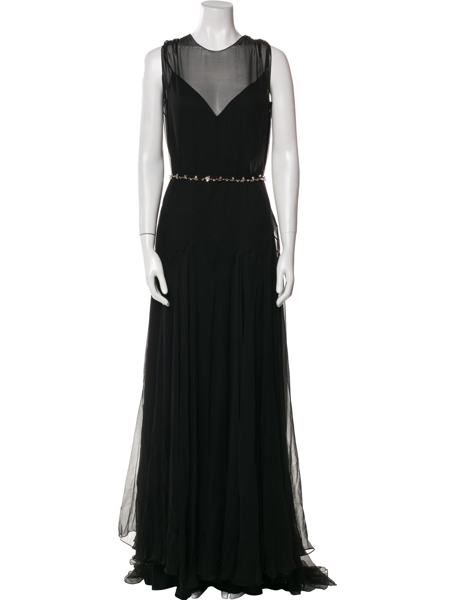 Monique Lhuillier Crew Neck Long Dress