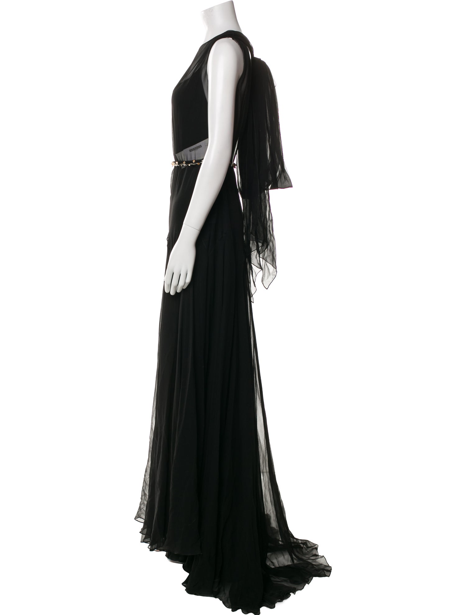 Monique Lhuillier Crew Neck Long Dress