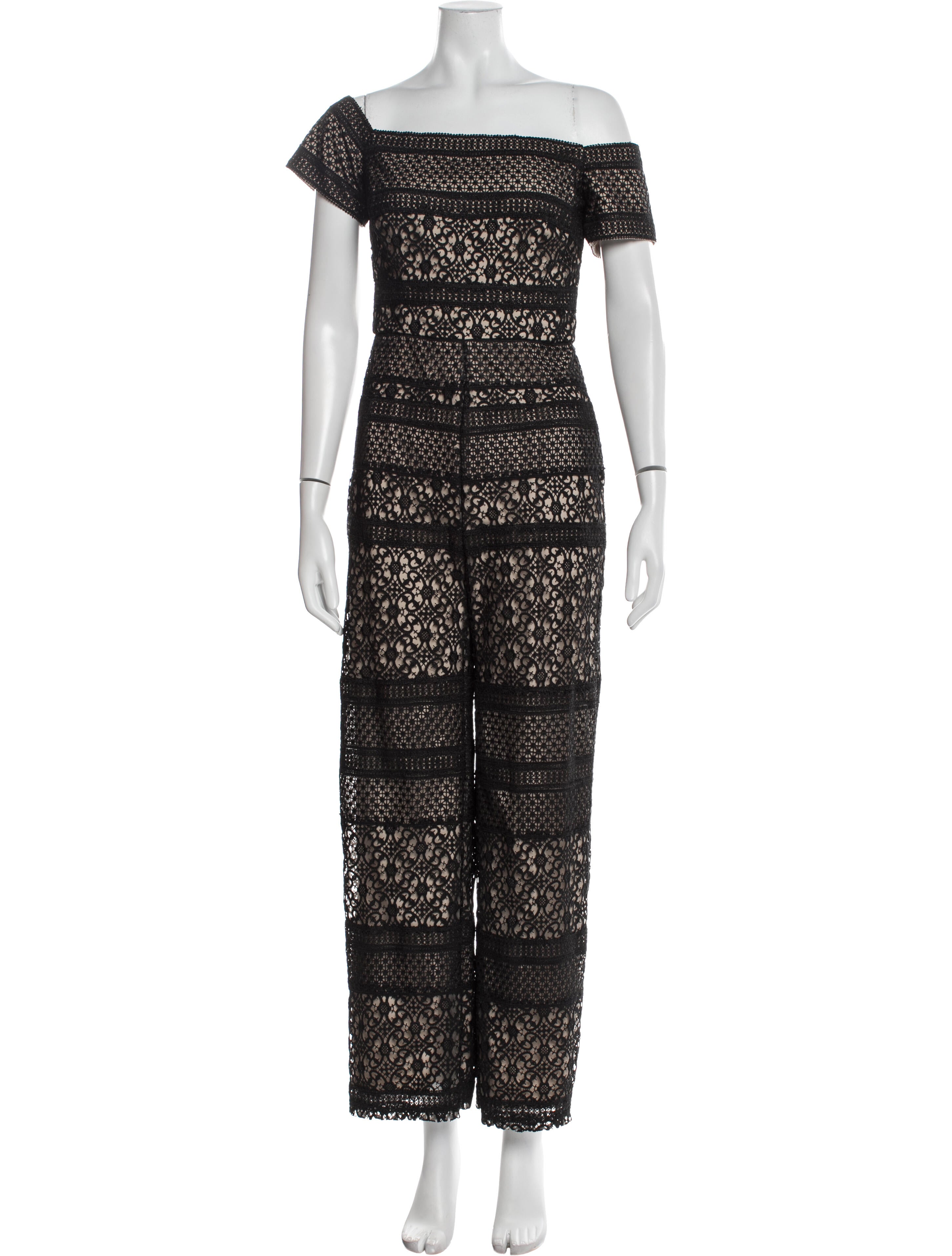 Monique Lhuillier Lace Pattern Off-The-Shoulder Jumpsuit