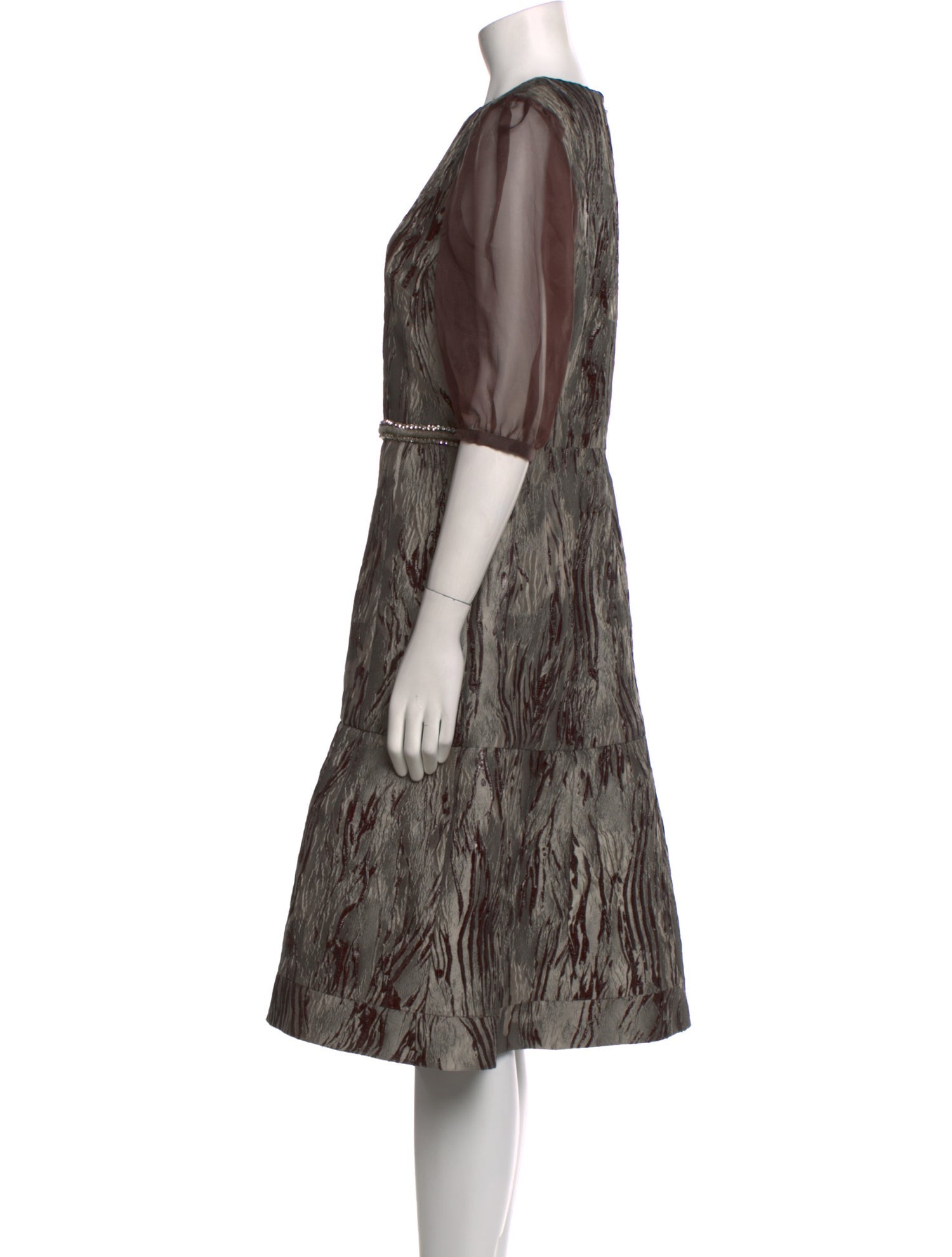 Monique Lhuillier Printed Midi Length Dress