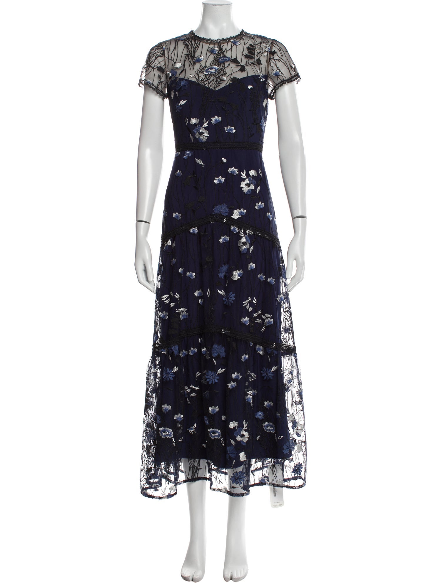 Monique Lhuillier Floral Print Long Dress