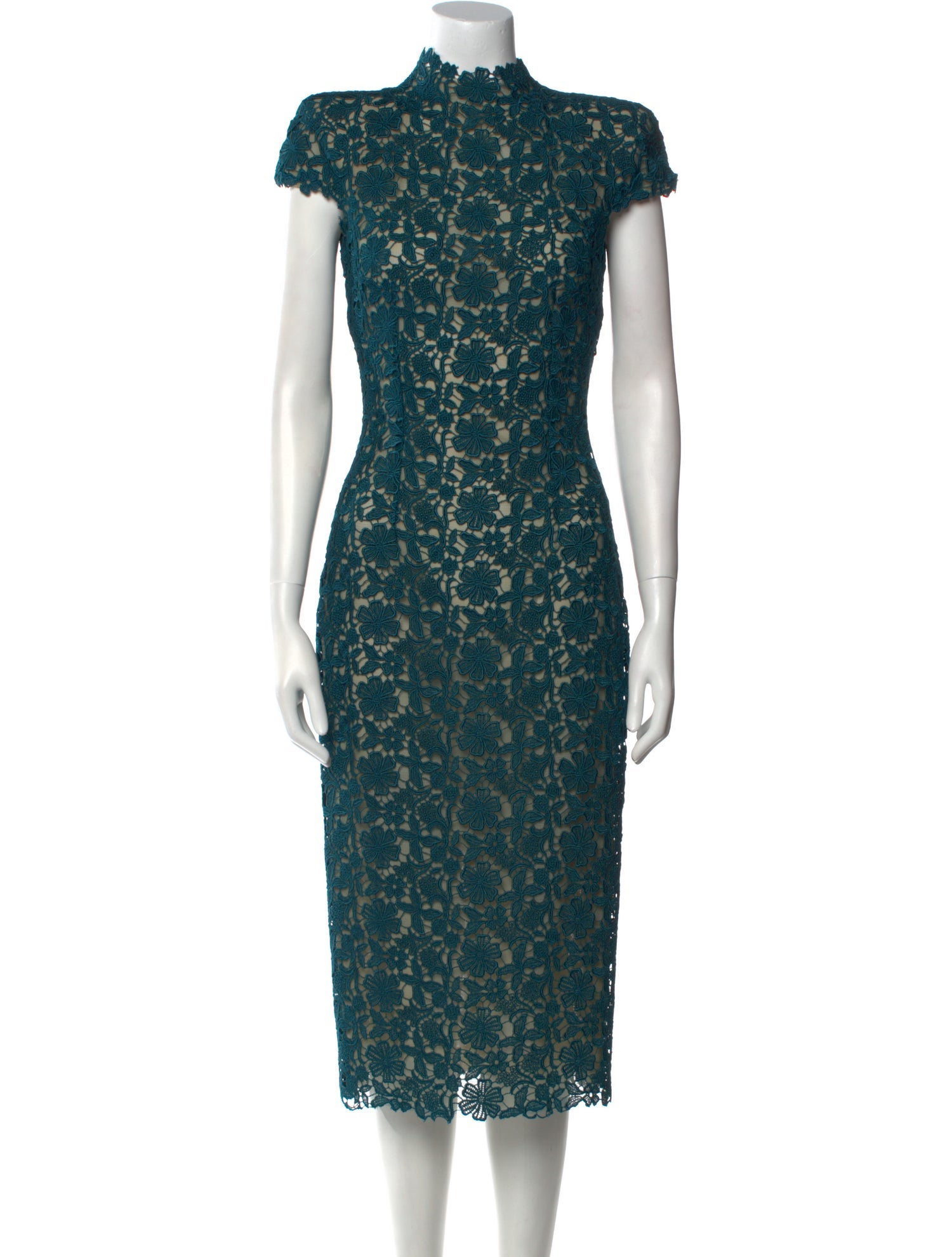 Monique Lhuillier Lace Pattern Midi Length Dress