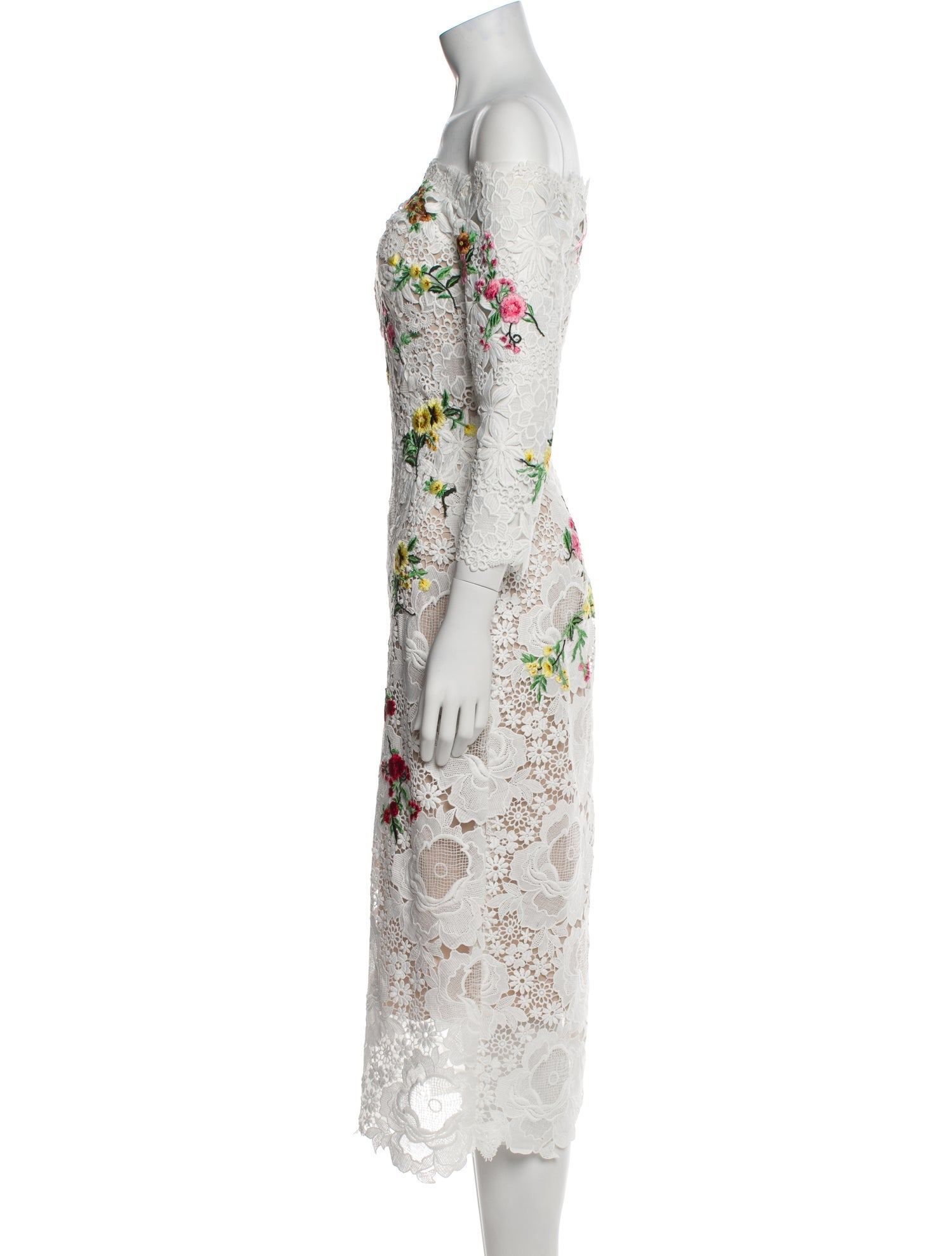 Monique Lhuillier Lace Pattern Midi Length Dress