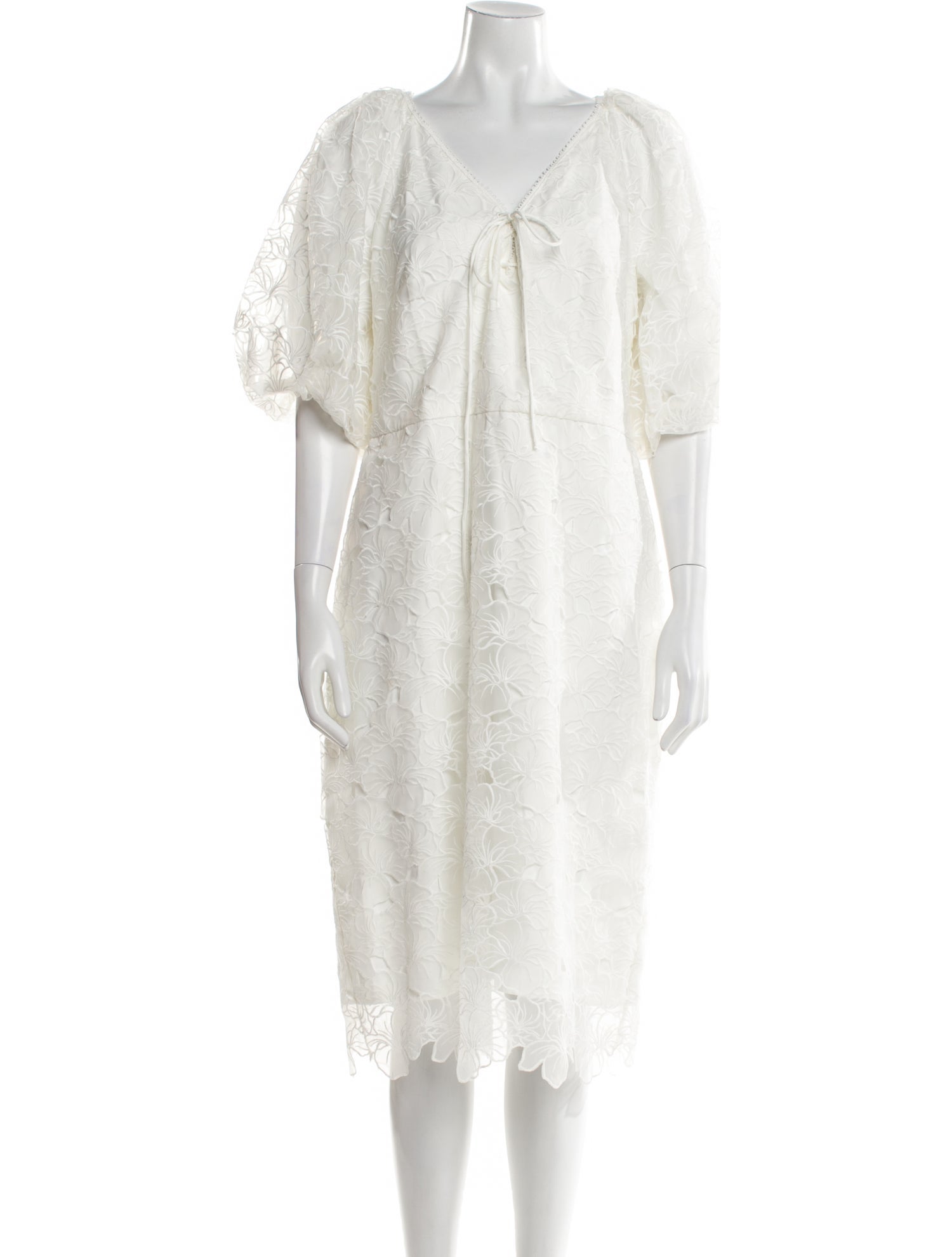 Monique Lhuillier V-Neck Midi Length Dress