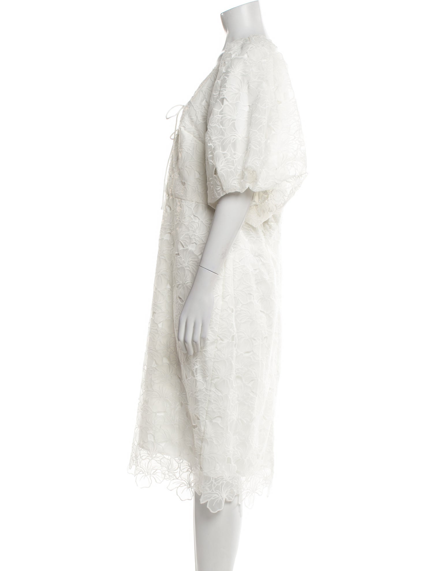 Monique Lhuillier V-Neck Midi Length Dress