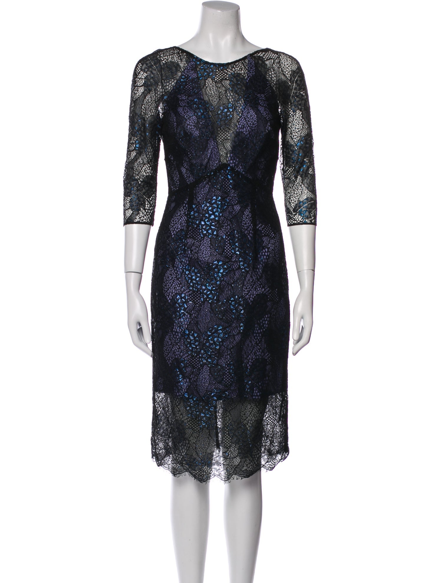 Monique Lhuillier Lace Pattern Knee-Length Dress