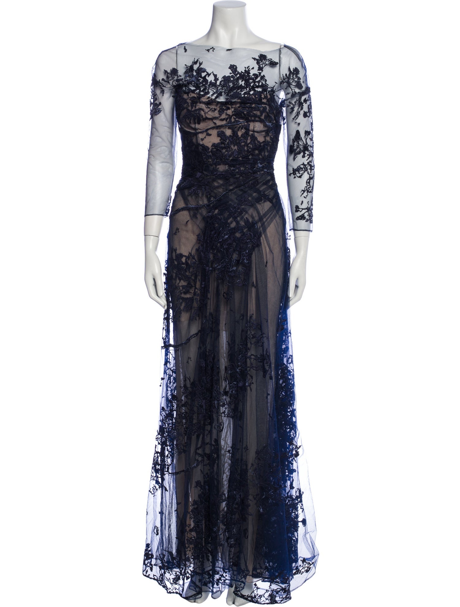 Monique Lhuillier Lace Pattern Long Dress