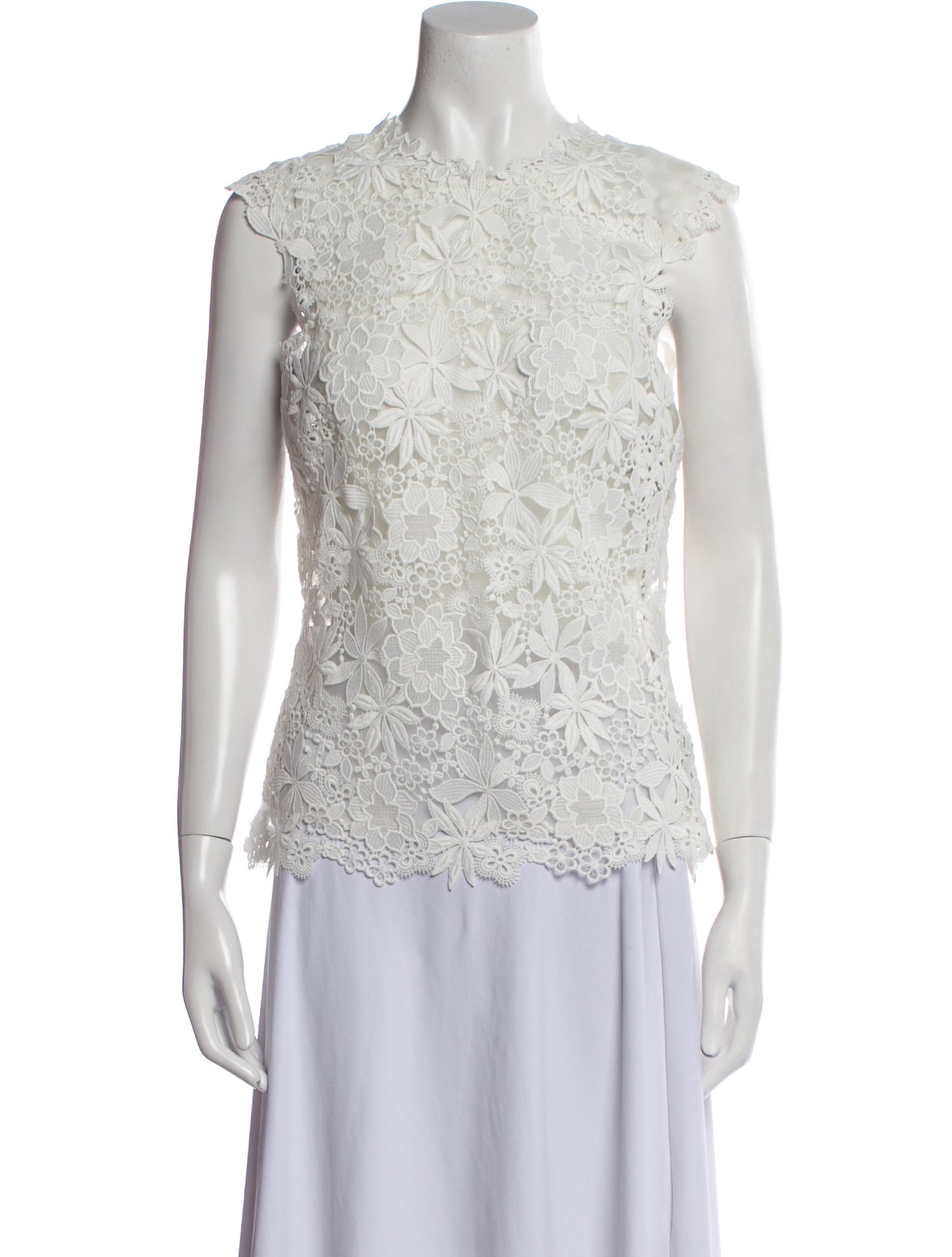 Monique Lhuillier Lace Pattern Mock Neck Blouse