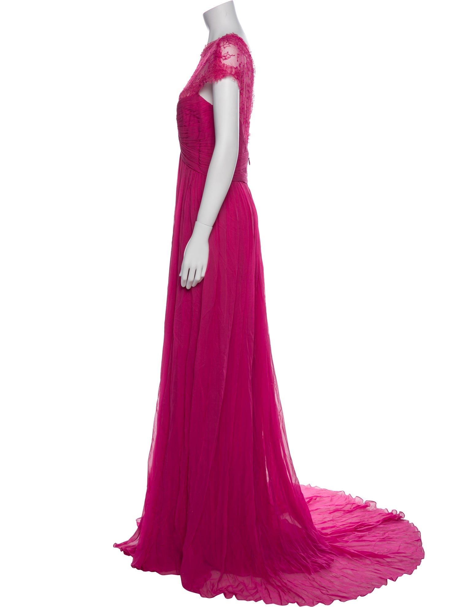 Monique Lhuillier Crew Neck Long Dress