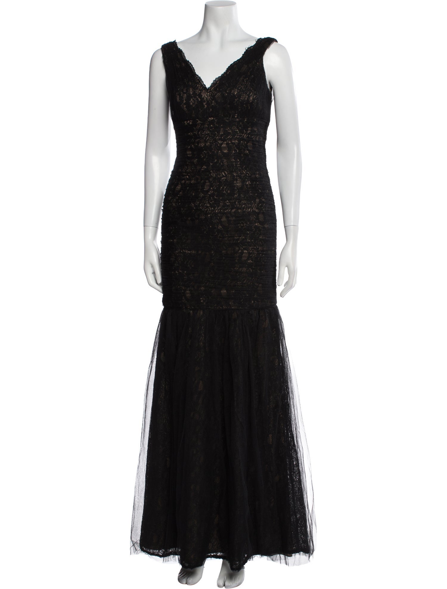 Monique Lhuillier V-Neck Long Dress