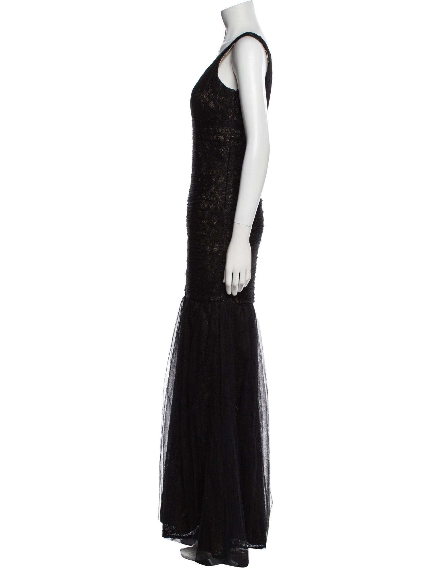 Monique Lhuillier V-Neck Long Dress