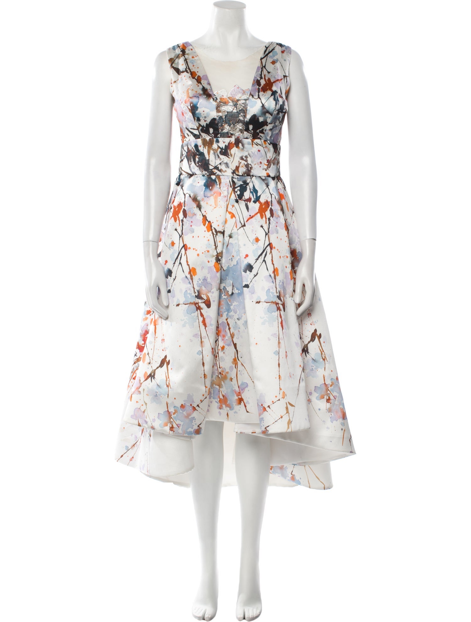 Monique Lhuillier Floral Print Long Dress