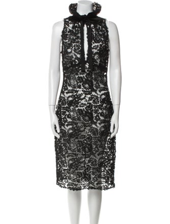 Monique Lhuillier Mock Neck Knee-Length Dress