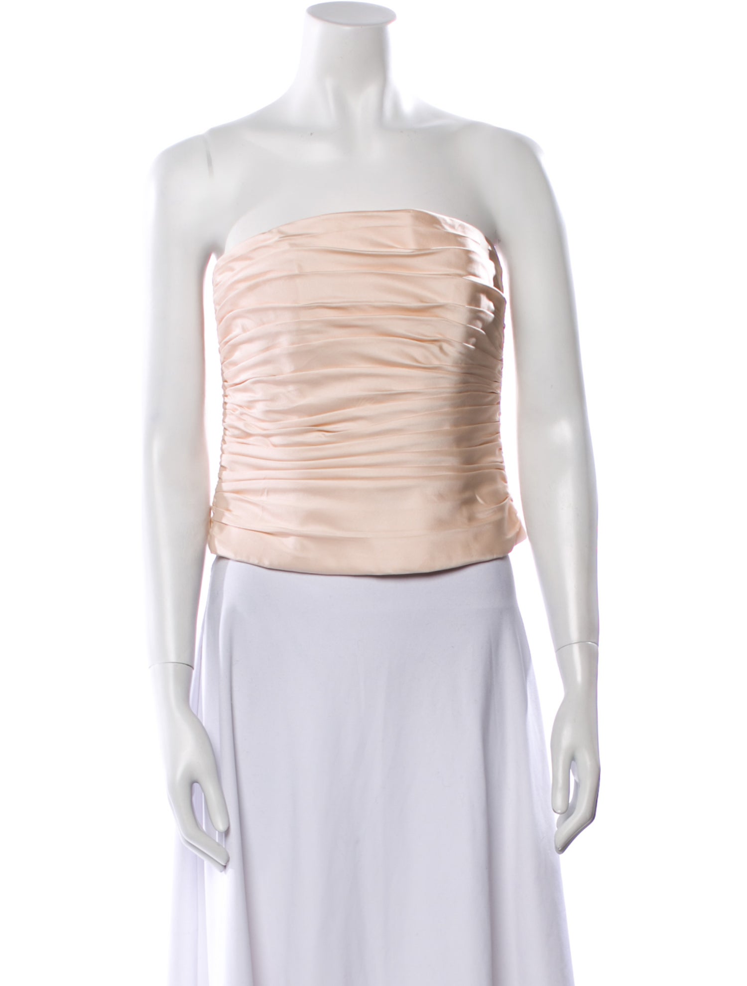 Monique Lhuillier Silk Strapless Crop Top