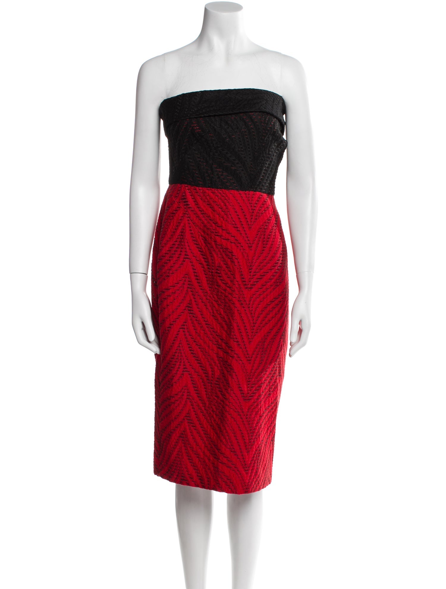 Monique Lhuillier Colorblock Pattern Knee-Length Dress
