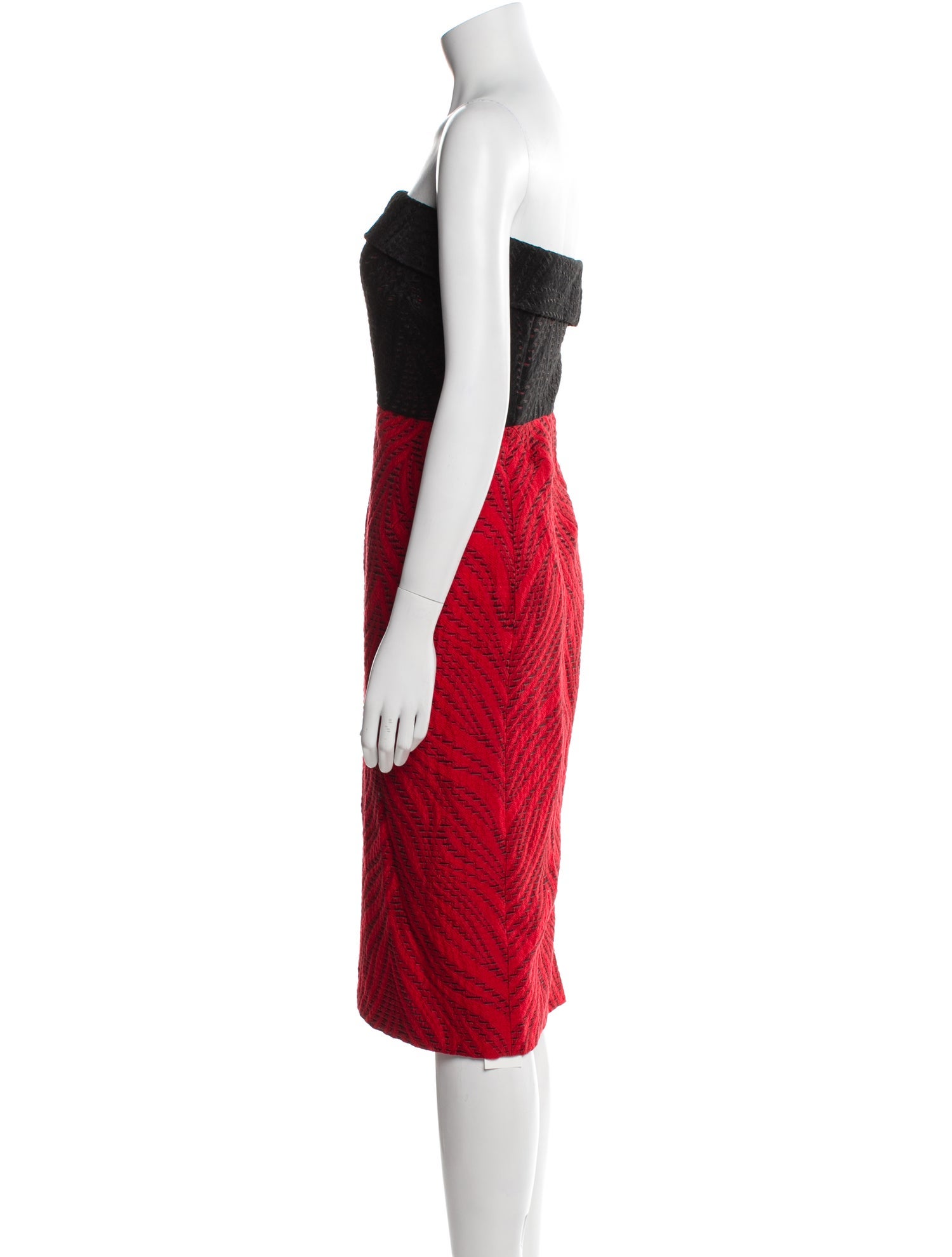 Monique Lhuillier Colorblock Pattern Knee-Length Dress