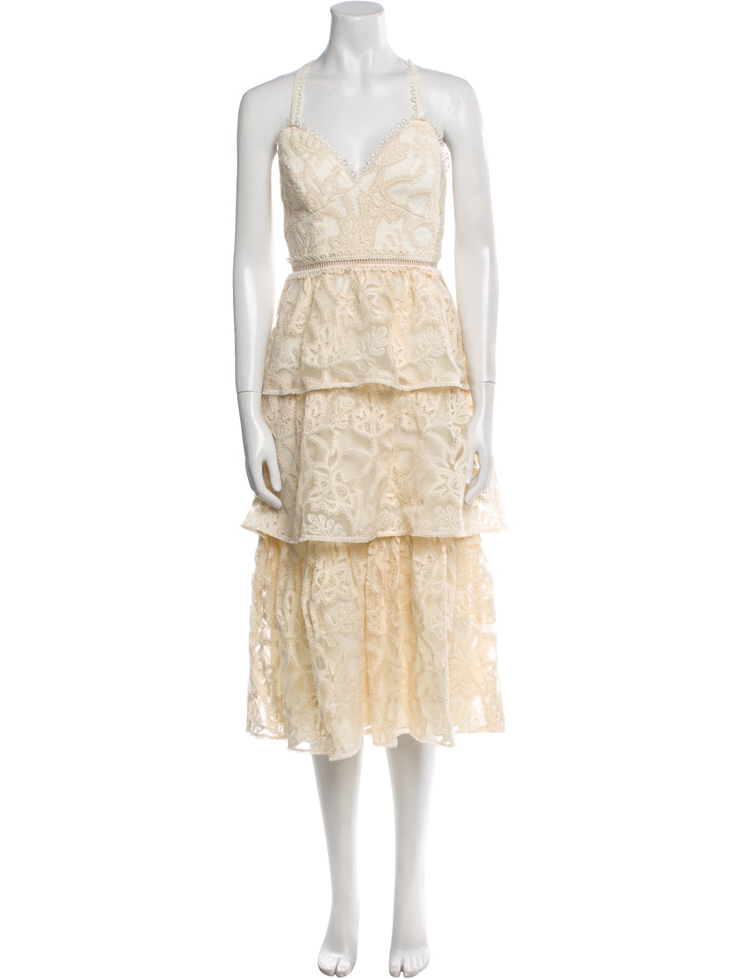 Monique Lhuillier Lace Pattern Midi Length Dress