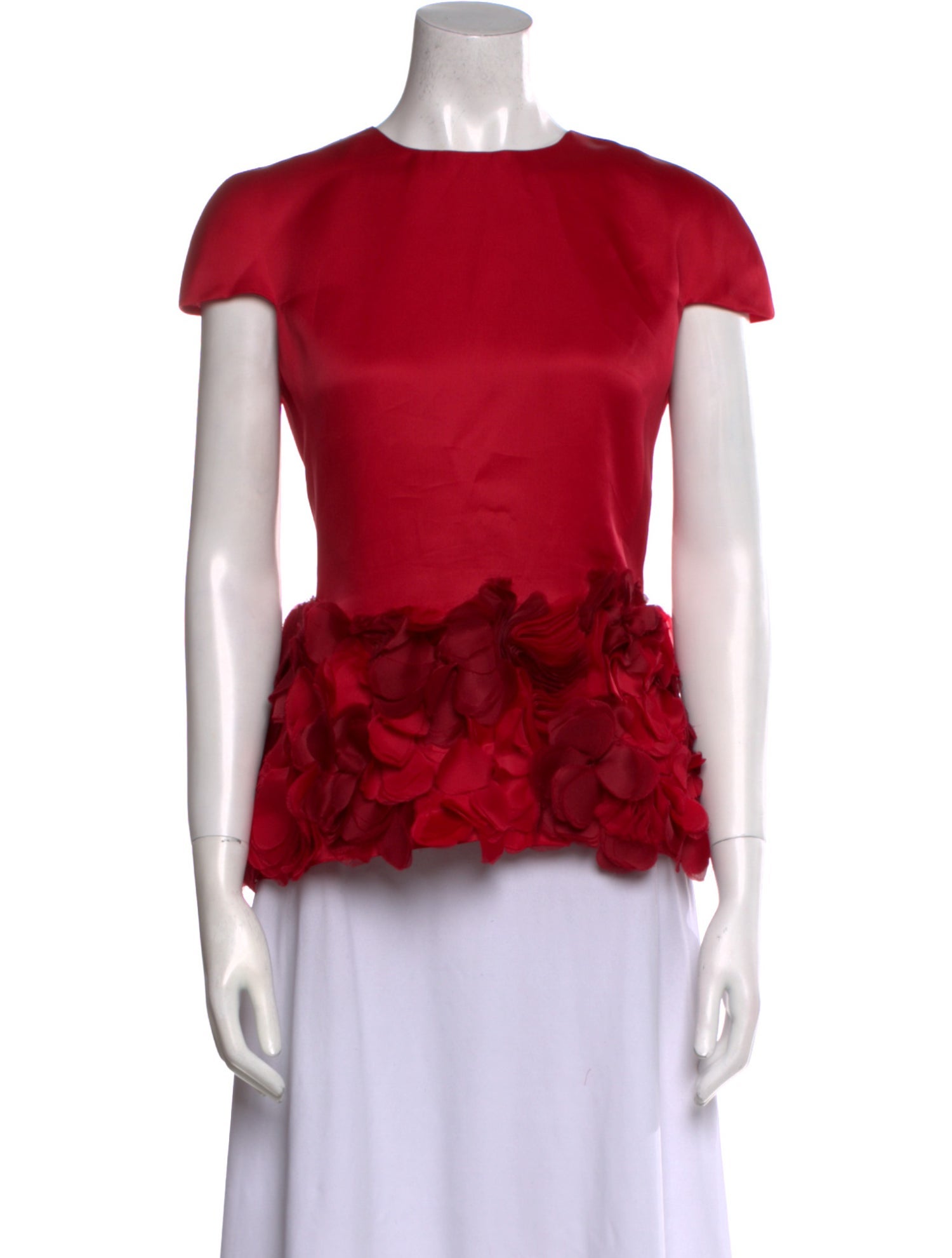 Monique Lhuillier Silk Crew Neck Blouse