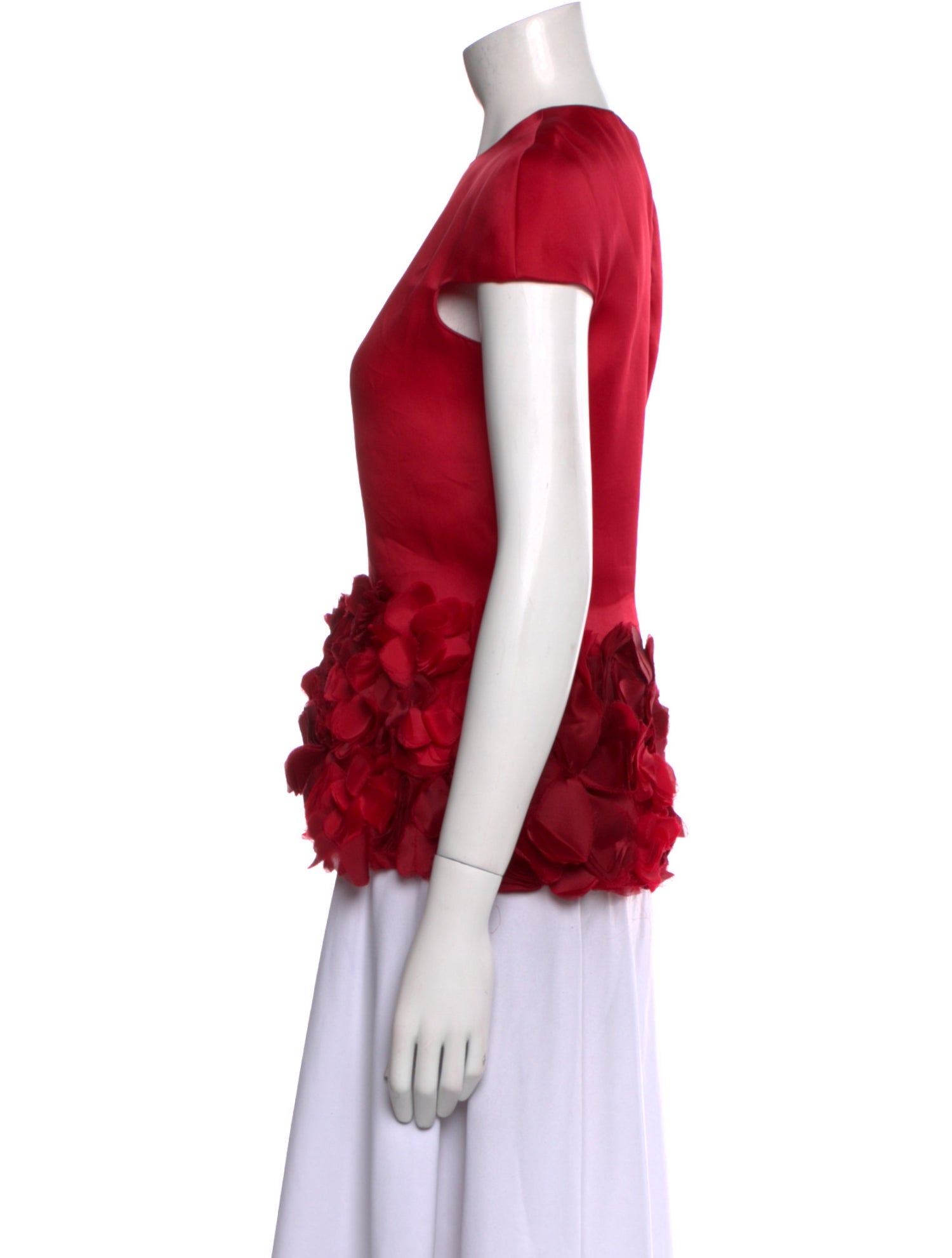 Monique Lhuillier Silk Crew Neck Blouse