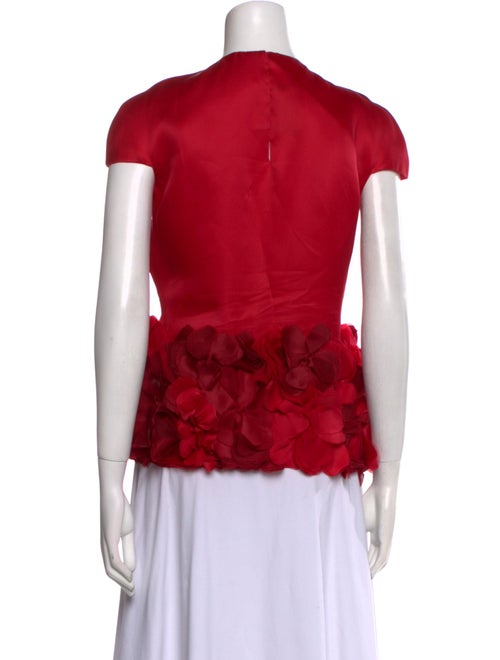 Monique Lhuillier Silk Crew Neck Blouse