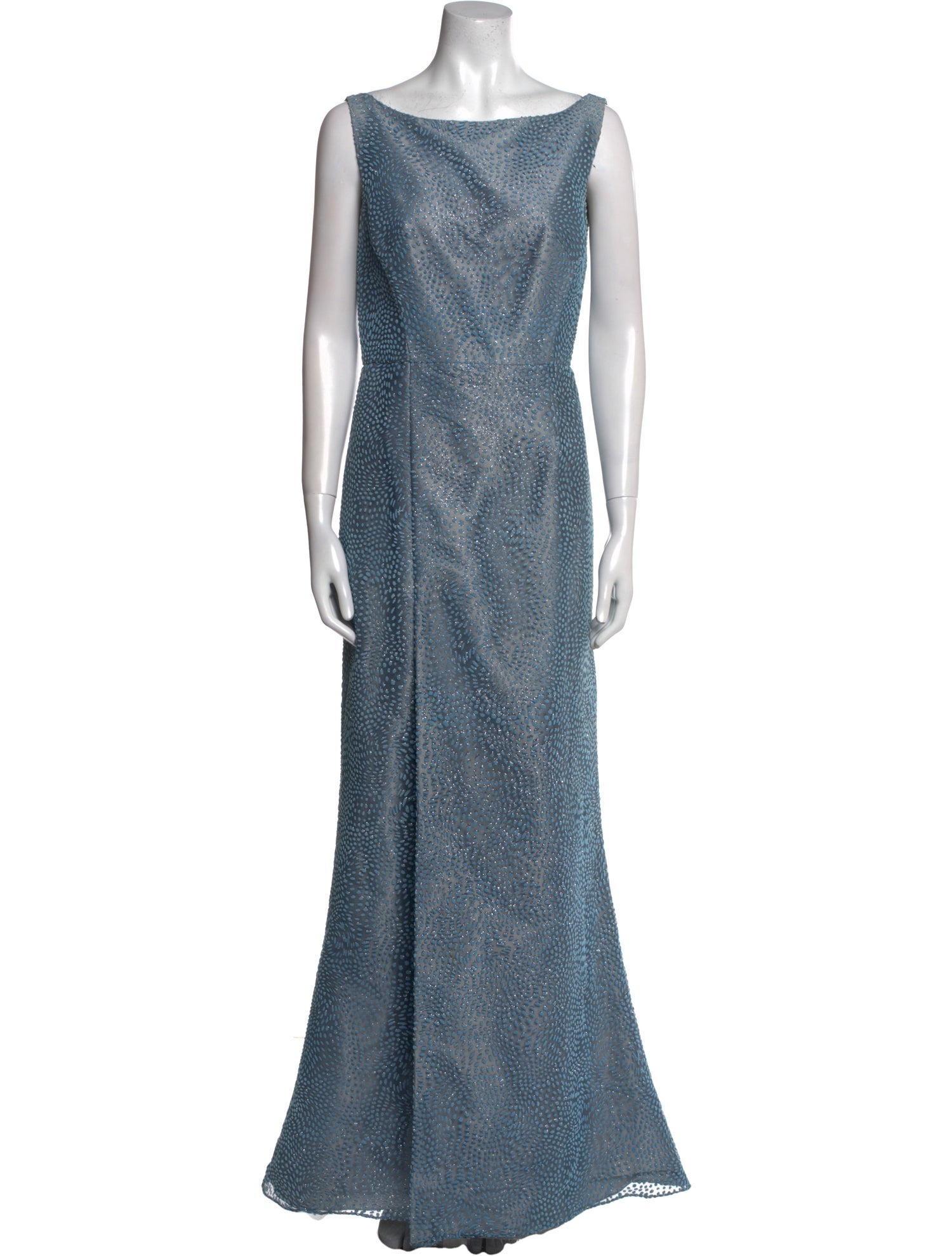 Monique Lhuillier Bateau Neckline Long Dress