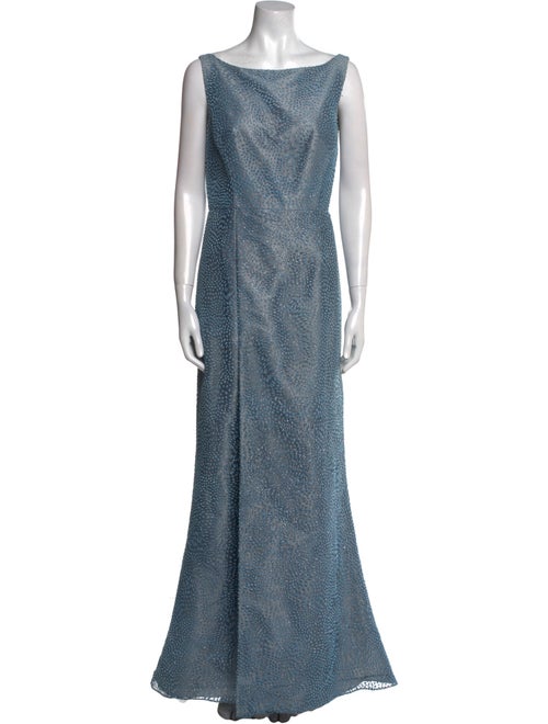 Monique Lhuillier Bateau Neckline Long Dress