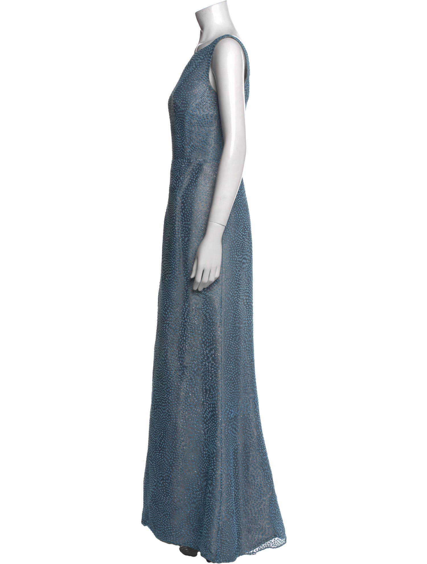 Monique Lhuillier Bateau Neckline Long Dress