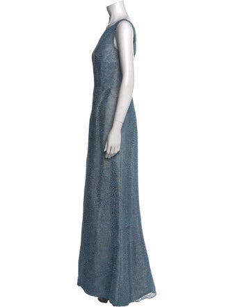 Monique Lhuillier Bateau Neckline Long Dress