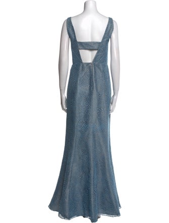 Monique Lhuillier Bateau Neckline Long Dress