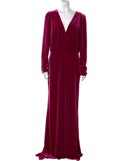 Monique Lhuillier V-Neck Long Dress