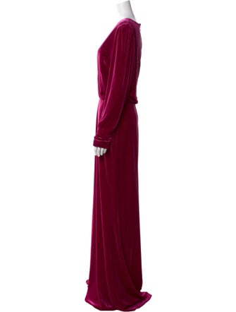 Monique Lhuillier V-Neck Long Dress