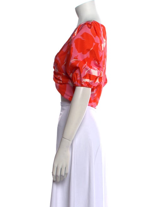 Monique Lhuillier Printed V-Neck Crop Top