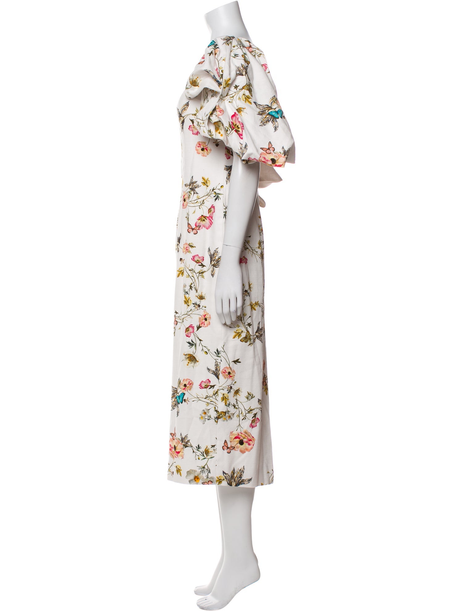 Monique Lhuillier Floral Print Midi Length Dress
