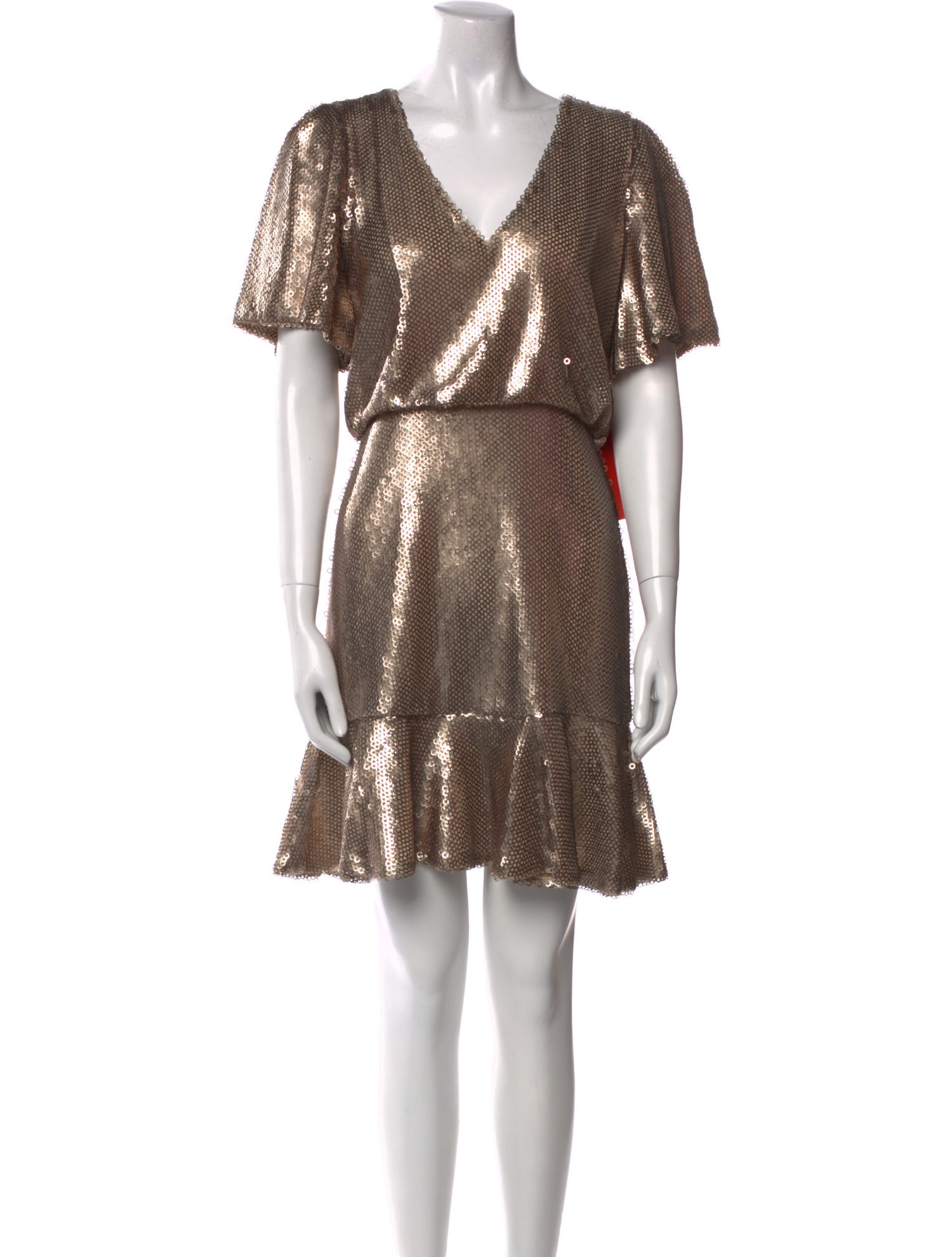 Monique Lhuillier V-Neck Mini Dress