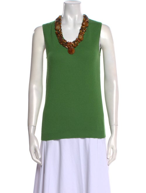 Monique Lhuillier Cashmere V-Neck Top