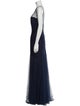 Monique Lhuillier V-Neck Long Dress