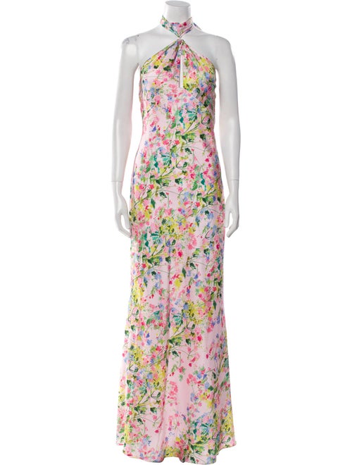 Monique Lhuillier Floral Print Midi Length Dress