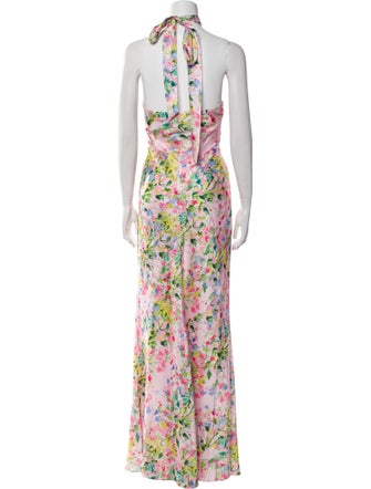 Monique Lhuillier Floral Print Midi Length Dress