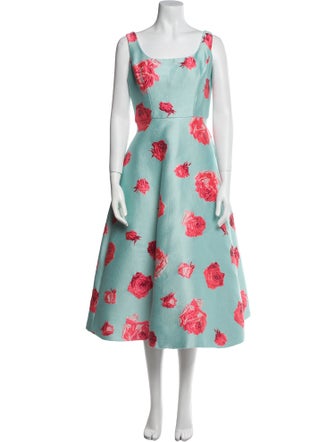 Monique Lhuillier Floral Print Long Dress