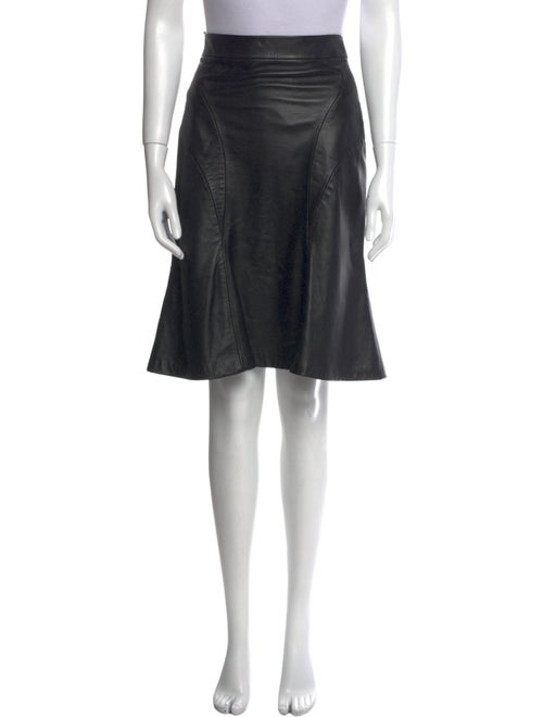 Monique Lhuillier Leather Knee-Length Skirt