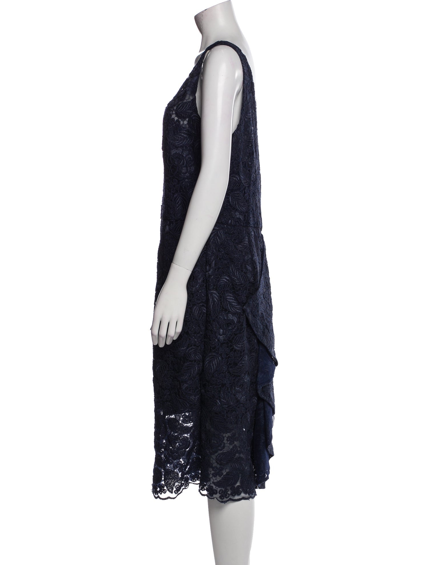 Monique Lhuillier V-Neck Midi Length Dress