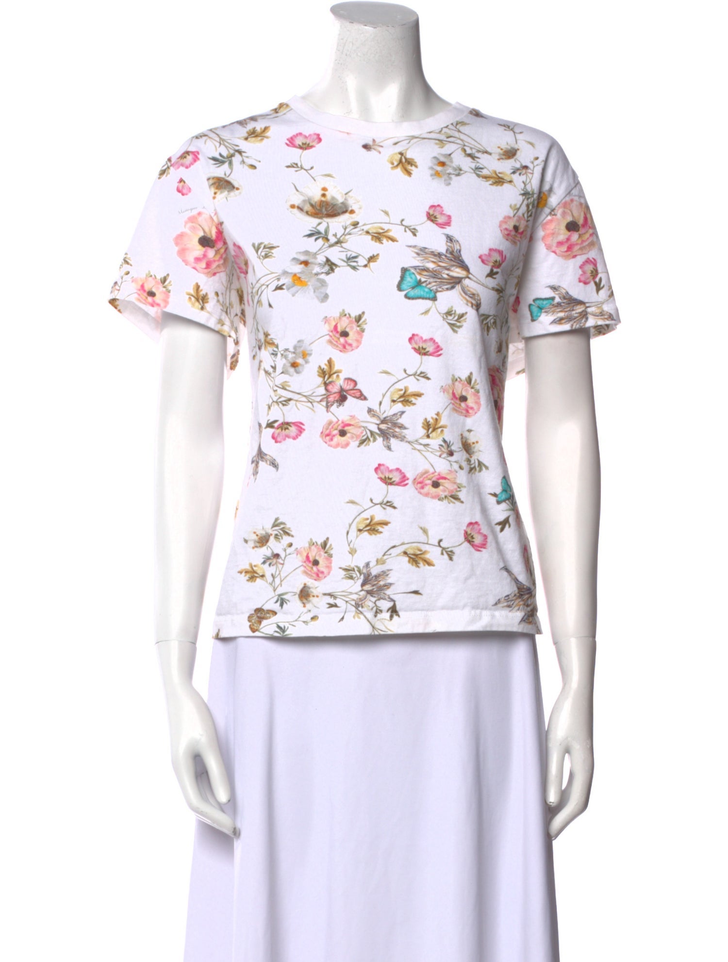 Monique Lhuillier Floral Print Crew Neck T-Shirt