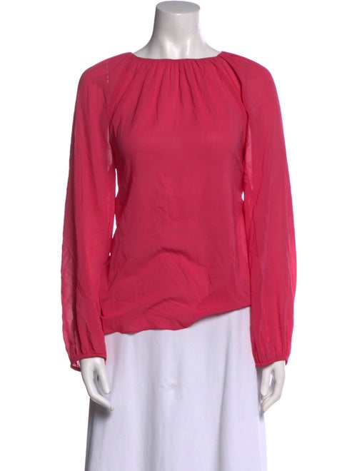Monique Lhuillier Silk Scoop Neck Blouse