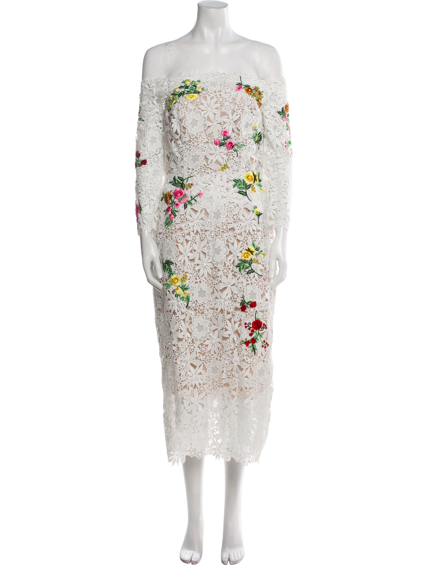 Monique Lhuillier Lace Pattern Midi Length Dress