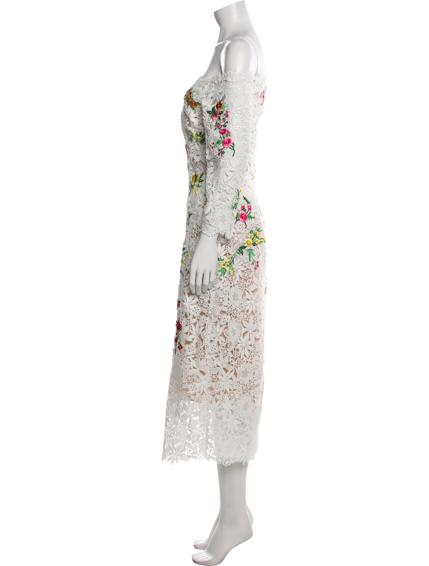 Monique Lhuillier Lace Pattern Midi Length Dress