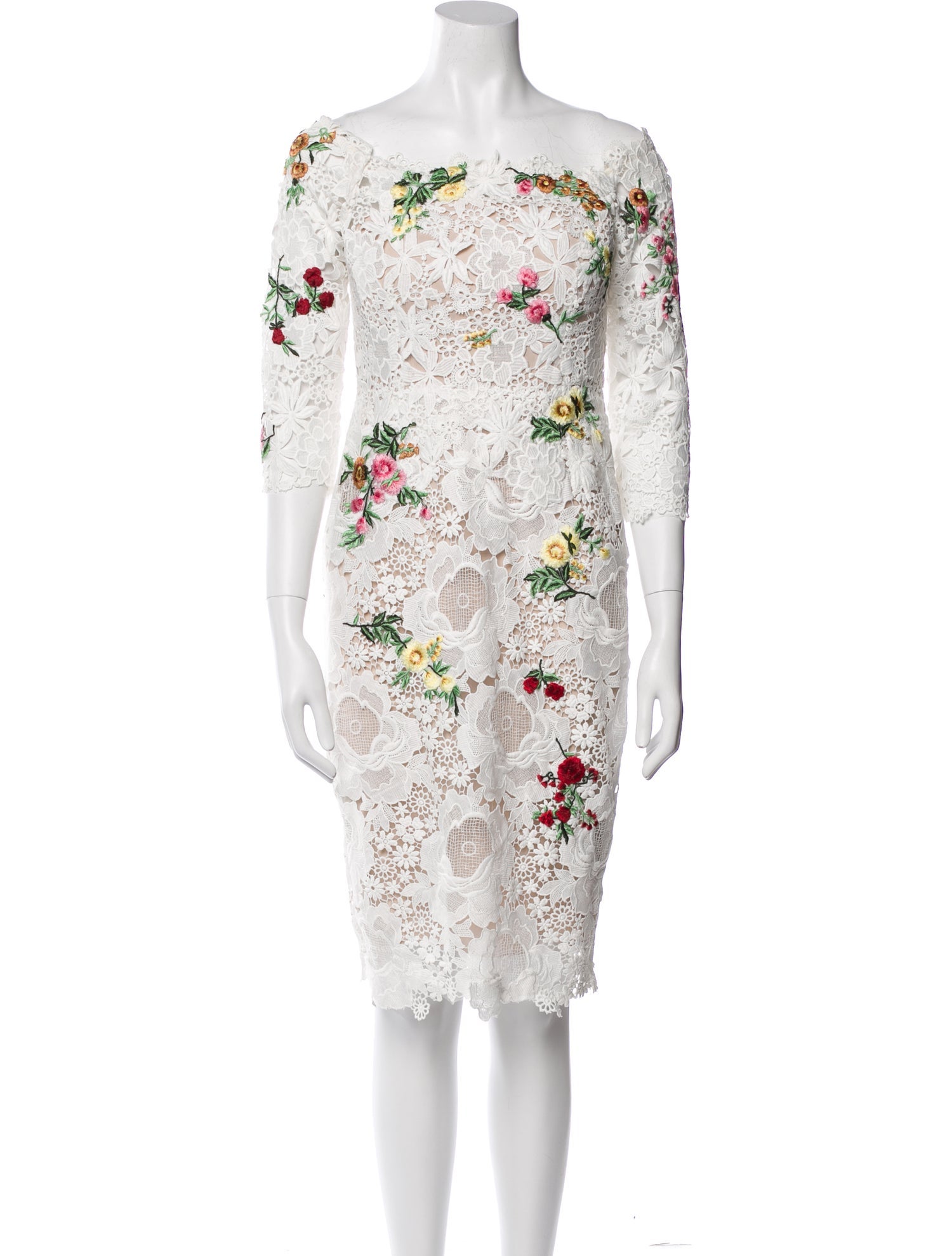 Monique Lhuillier Lace Pattern Knee-Length Dress