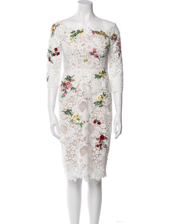 Monique Lhuillier Lace Pattern Knee-Length Dress